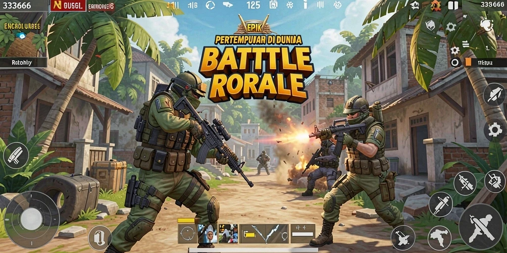 Gameplay Battle Royale yang seru dan mendebarkan di 333666.