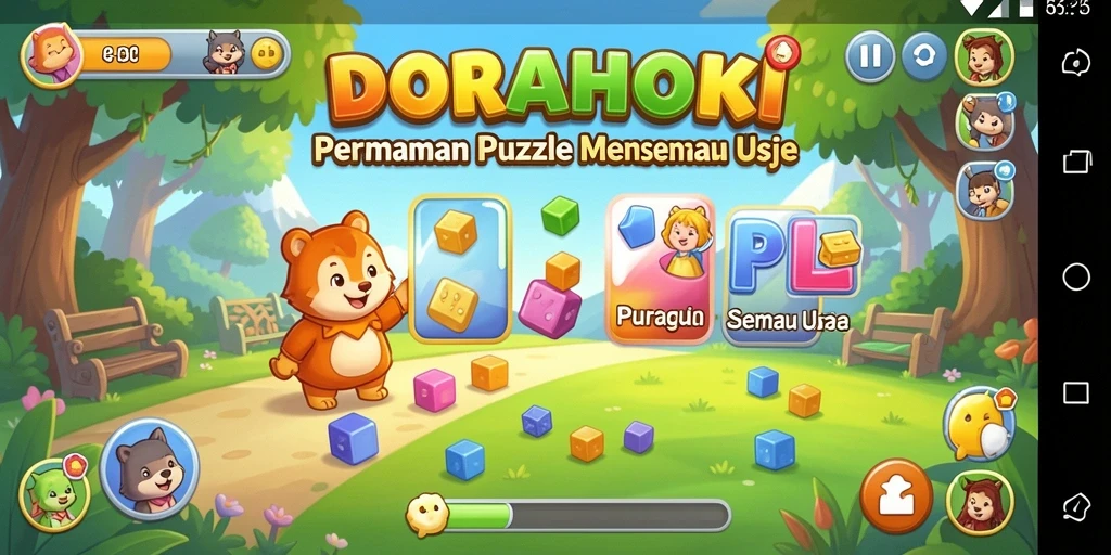Screenshot gameplay DORAHOKI menampilkan tantangan puzzle yang seru.