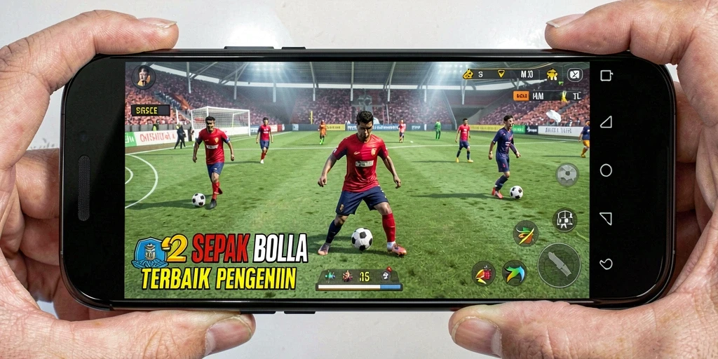 Tampilan gameplay F32 dengan aksi sepak bola yang mendebarkan.