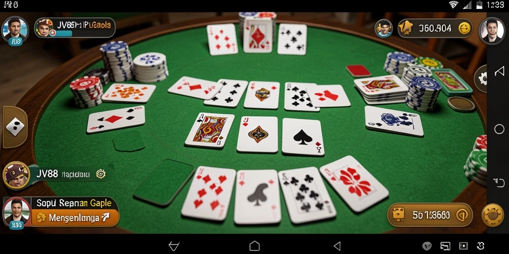 Tampilan gameplay Gaple yang seru dan interaktif di JV88.