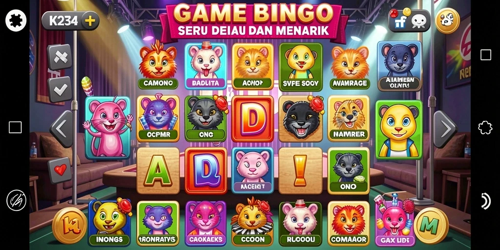 Tampilan gameplay seru K234 dengan fitur Bingo yang menarik.