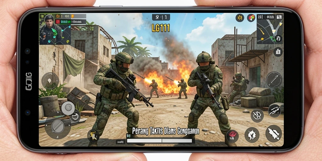 Screenshot LG111 menunjukkan aksi tembak-menembak yang intens dan grafis yang memukau.