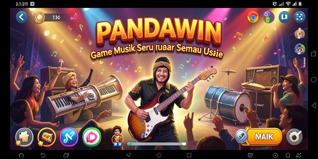 Tampilan gameplay seru di PANDAWIN yang menunjukkan interaksi musik.