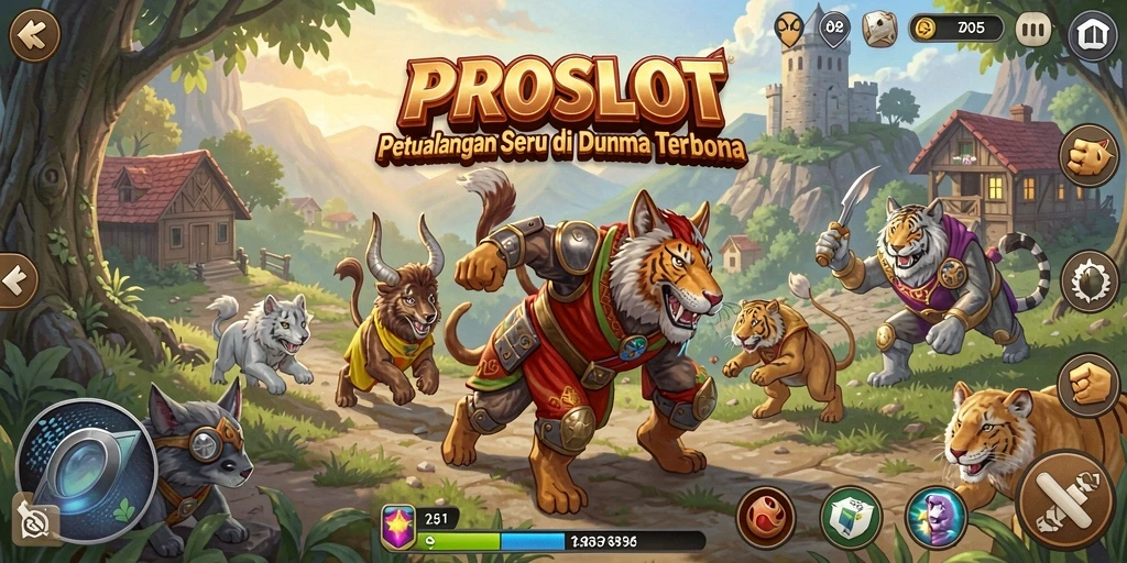 Screenshot gameplay PROSLOT menampilkan dunia terbuka yang penuh petualangan.