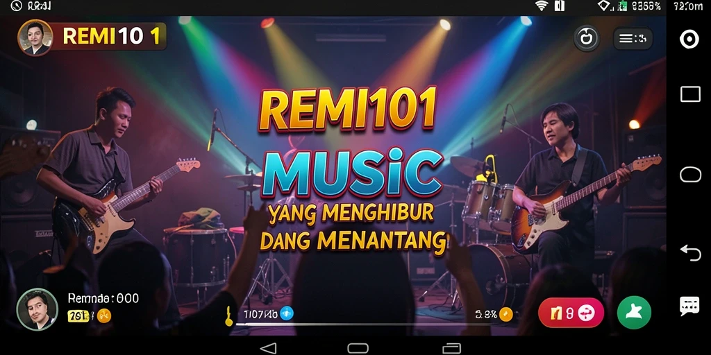 Tangkapan layar REMI101 menampilkan antarmuka permainan musik yang menarik.