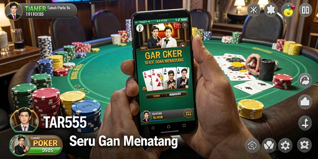 Tangkapan layar menunjukkan gameplay poker yang mendebarkan.